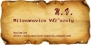 Milovanovics Vászoly névjegykártya